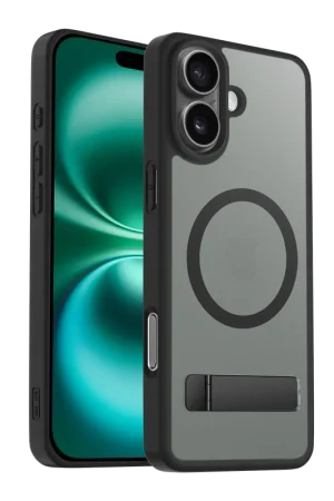 Nouvelle Collection Coverzs iPhone 16 matte MagSafe case avec debout (noir)