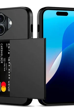 ShieldCase iPhone 16 Plus coque porte-cartes avec curseur (noir) Promotion