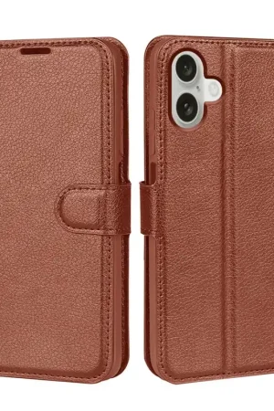 ShieldCase iPhone 16 Plus étui bibliothèque en cuir (marron) Petit Prix