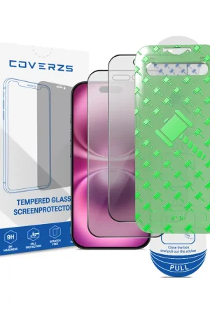 Commander Vite Coverzs iPhone 16 Tempered Glass Privacy protecteur d'écran avec cadre (2-Pack)