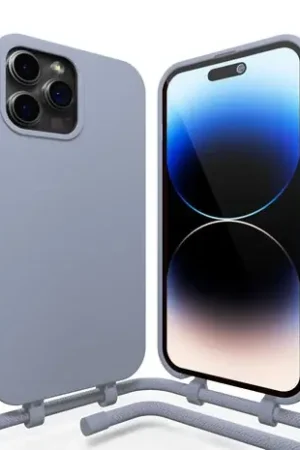 Coverzs iPhone 16 Pro coque silicone avec cordon (gris-bleu) Prix Bas