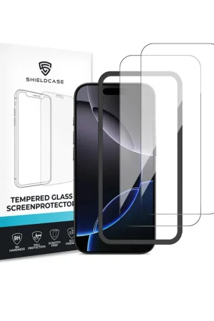 ShieldCase iPhone 16 Pro Max Tempered Glass Basic protecteur d'écran avec applicateur (2-Pack) Populaire