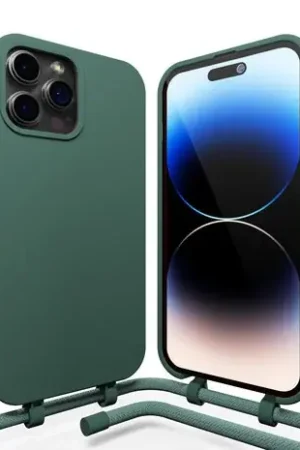 Coverzs iPhone 16 Pro Max coque silicone avec cordon (vert foncé) Prix Bas