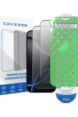 Coverzs iPhone 16 Pro Max Tempered Glass Privacy protecteur d'écran avec cadre (2-Pack) Commander Vite