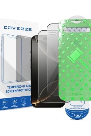 Coverzs iPhone 16 Pro Tempered Glass Privacy protecteur d'écran avec cadre (2-Pack) Bon Marché