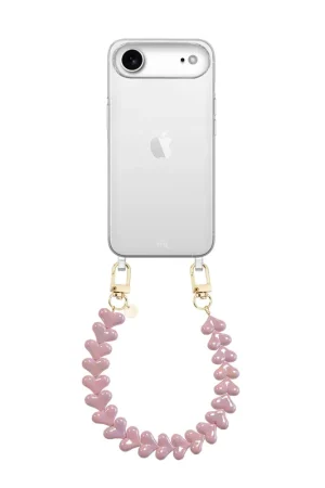 xoxo Wildhearts iPhone 17 Air - Funky Hearts (Pink Metal) Coque en transparente avec cordon Meilleur Prix