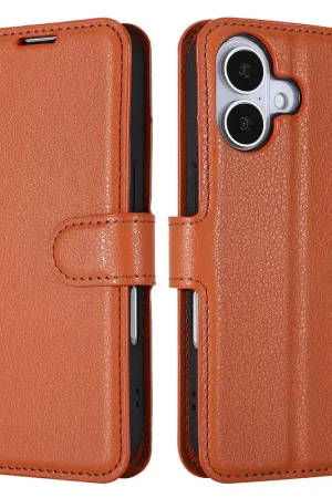 ShieldCase iPhone 17 étui bibliothèque en cuir (marron) Usine Directe