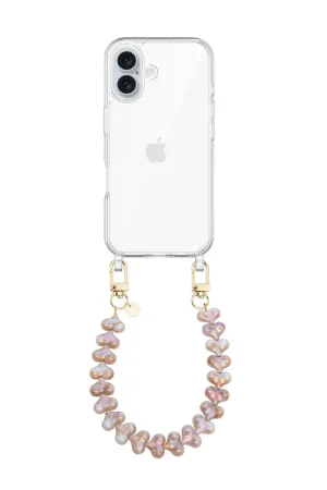 Livraison Gratuite xoxo Wildhearts iPhone 17 - Funky Hearts (Champagne Pearl) Coque en transparente avec cordon