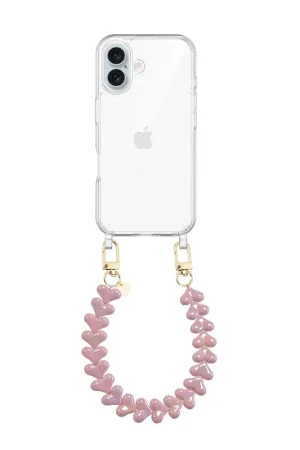 xoxo Wildhearts iPhone 17 - Funky Hearts (Pink Metal) Coque en transparente avec cordon Nouveauté