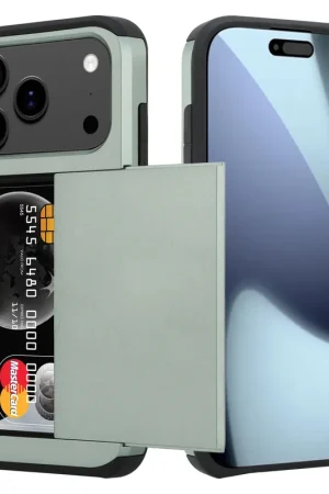 Quantité Limitée ShieldCase iPhone 17 Pro coque porte-cartes avec curseur (vert foncé)