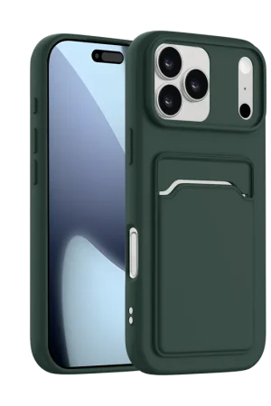 Promotion Saisonnière ShieldCase iPhone 17 Pro coque en silicone porte carte (vert foncé)