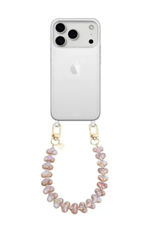 Prix Choc xoxo Wildhearts iPhone 17 Pro - Funky Hearts (Champagne Pearl) Coque en transparente avec cordon