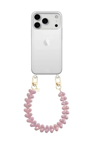 xoxo Wildhearts iPhone 17 Pro - Funky Hearts (Pink Metal) Coque en transparente avec cordon Pas Cher