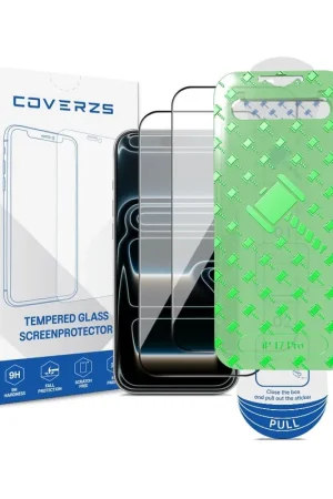 Prix Bas Coverzs iPhone 17 Pro Tempered Glass protecteur d'écran avec cadre (2-Pack)