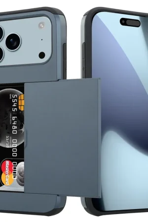 Quantité Limitée ShieldCase iPhone 17 Pro Max coque porte-cartes avec curseur (bleu foncé)