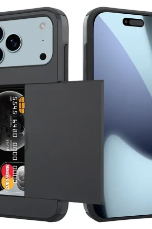 Petit Prix ShieldCase iPhone 17 Pro Max coque porte-cartes avec curseur (noir)