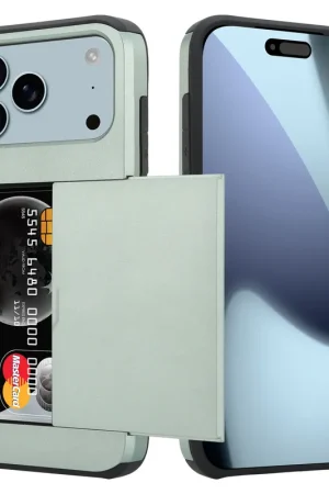 ShieldCase iPhone 17 Pro Max coque porte-cartes avec curseur (vert foncé) Bon Marché