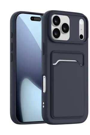 Expédition Rapide ShieldCase iPhone 17 Pro Max coque en silicone porte carte (bleu foncé)