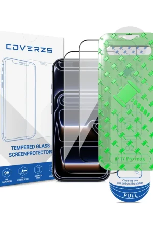 Prix Choc Coverzs iPhone 17 Pro Max Tempered Glass protecteur d'écran avec cadre (2-Pack)