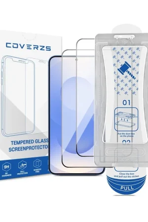Coverzs Protection d'écran en verre trempé avec cadre pour Samsung Galaxy S26 Plus (lot de 2) Certifié