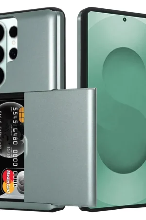 Commande En Gros ShieldCase Samsung Galaxy S26 Ultra Coque porte-cartes coulissant (vert foncé)