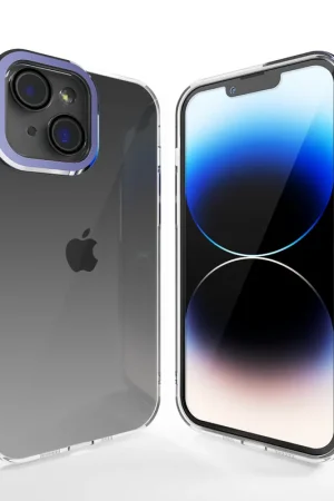 Coverzs Coque transparent iPhone 14 Plus avec cache de caméra (bleu foncé) Authentique