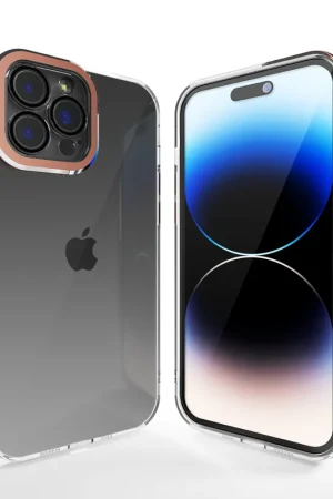 Solde Coverzs Coque transparent iPhone 14 Pro avec cache de caméra (rose)