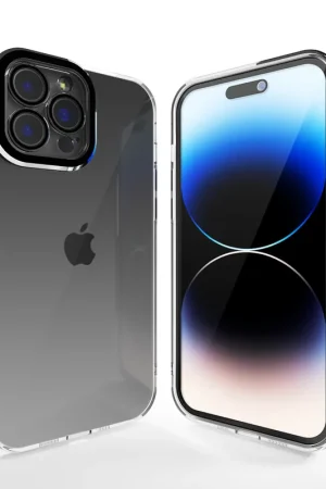 Must-Have Coverzs Coque transparent iPhone 14 Pro Max avec cache de caméra (noir)