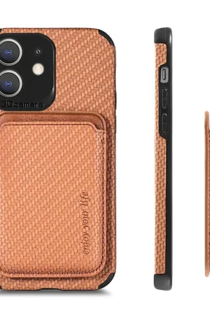 Bon Marché Coverzs Coque tressée porte-cartes MagSafe iPhone 12 (marron)