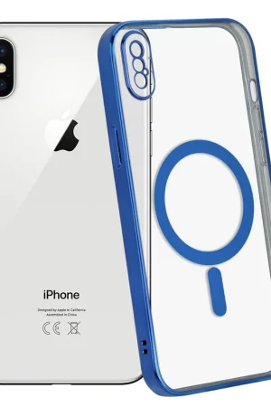 ShieldCase Coque iPhone X/Xs transparente revêtement métallique Magsafe (bleu foncé) Réduction