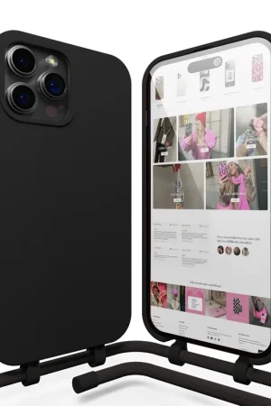 Promotion xoxo WildHearts Coque en silicone avec Cordon iPhone 15 Pro Max (noir)